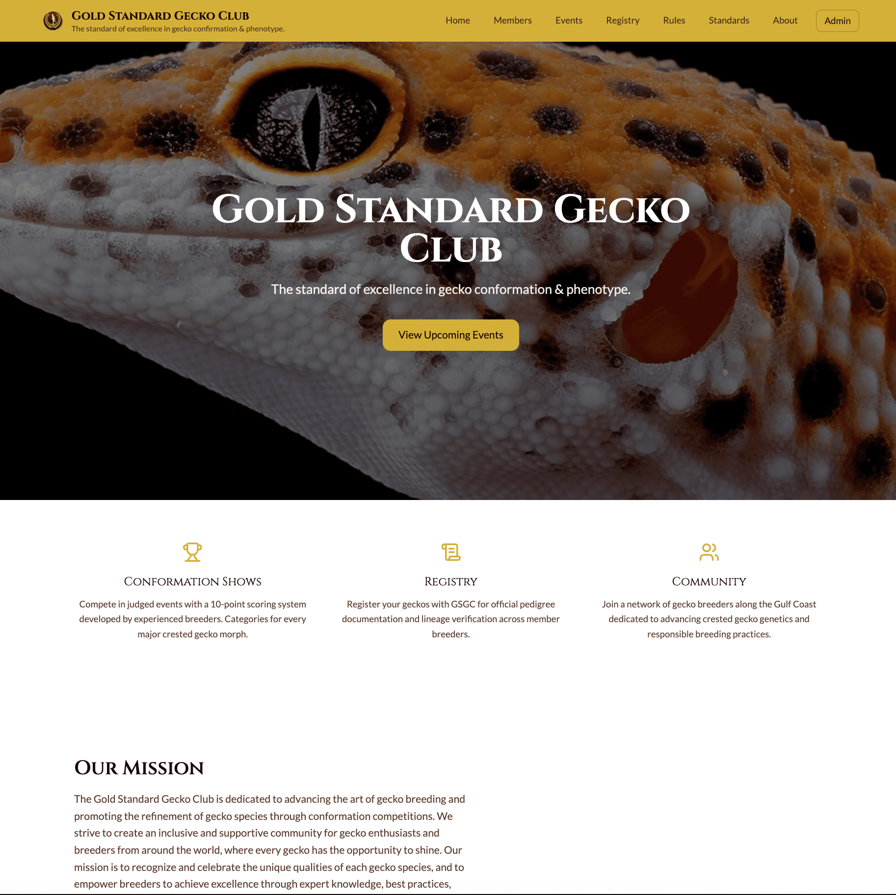 Gold Standard Gecko Club registry on Breed Ledger