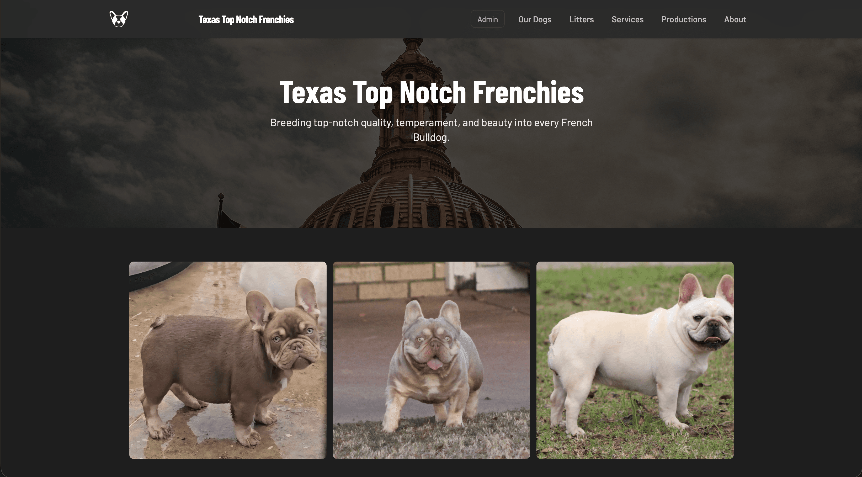 Kennel website template built on Breed Ledger